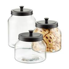 Kitchen white canister set ideas. Glass Canisters With Matte Black Lids The Container Store