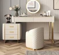Ensemble de meubles moderne en marbre avec coiffeuse et chaise élégantes