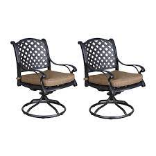 These sets are rustproof making them the ideal choice for our canadian weather. Ipatio Outdoor Cast Aluminum Swivel Rockers With Cushions Set Of 2 The Home Depot Canada