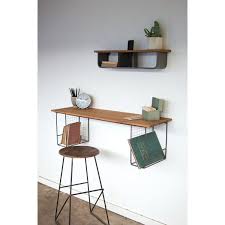 Wooden Wall Shelf With Two Wire Baskets Floating Wall Desk Wall Desk Wood Wall Shelf