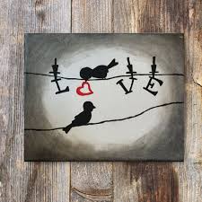 Easy Bird Paintings On Canvas 25 Beautiful Love Birds Painting Etsy Love Birds Painting Painting Canvases Bird Art