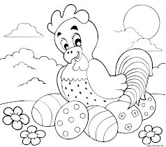 Oeuf de paques a colorier 30 dessins a imprimer gratuitement>. Coloriage Poule Et Oeufs De Paques Dessin Paques A Imprimer