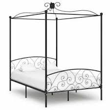 Novogratz marion canopy bed frame, black, king. Vidaxl Canopy Bed Frame Black Metal 140x200cm Bedroom Double Beds Furniture 8719883791715 Ebay