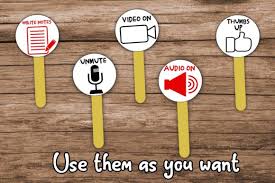 Existing or resulting in essence or effect though not in actual fact, form, or name: Virtual Classroom Meeting Signs Clipart Graphic By Happy Printables Club Creative Fabrica