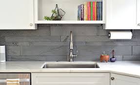 I'll share the tutorial on how we did it, but first let's look at the back of the with the backs of my cabinets done, i moved on to finishing the backsplash. Natural Stacked Stone Backsplash Tiles For Kitchens And Bathrooms