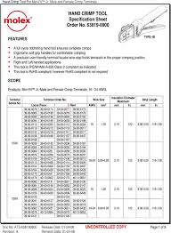 Hand Crimp Tool Specification Sheet Order No Pdf Free Download