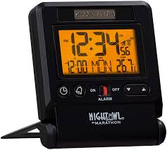 Alarm clock charging station with 2 usb ports. Amazon Com Marathon Atomic Travel Alarm Clock With Auto Back Light Feature Calendar And Temperature Folds Into One Compact Unit For Travel Batteries Included Cl030036bk Black Kitchen Dining