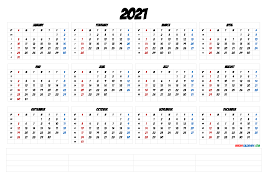 Monthly calendar 2021, printable calendar 2021, 1 month per page Free Cute Printable Calendar 2021 Calendarex Com