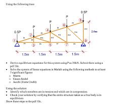 Exam october 2014, questions and answers. Solved Using The Following Truss 0 5p R U F4 6 F3 F15 0 Chegg Com