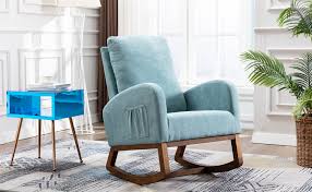 We did not find results for: Amazon Com Dolonm Rocking Chair Mid Century Modern Nursery Rocking Armchair Upholstered Tall Back Accent Glider Rocker For Living Room Blue Kitchen Dining
