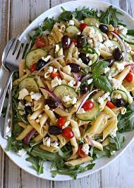 Mediterranean Pasta Salad With Creamy Vinaigrette Recipe Salad Recipes Green Salad Recipes Pasta Salad Recipes