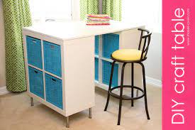 It's nice to have a tall/large place to cut fabric on, spread patterns out, or make paper crafts, etc. Make A Counter Height Craft Table From 2 Shelves A Table Top And 8 Legs Make It And Love It