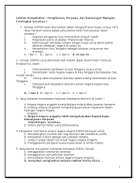 Lahirnya asean (association of south east asian nations). Latihan Pengukuhan Dan Jawapan