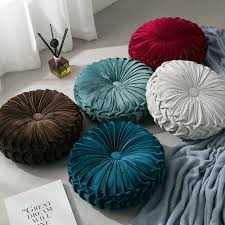 2019 Home Sofa Chair Bed Car Decoration Velvet Pleated Round Pumpkin Pillow Sofa Cushion Floor Pillow Decoration Chic Throw Pillows Round Throw Pillows Cushions On Sofa