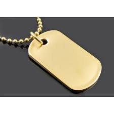 This 2 inch long gold plated dog tag is stylish and can be personalized. Dog Tag Id Pendant With Bead Chain Necklace 18k Gold Plated Stainless Steel Blackjack Jewelry Touch Of Modern