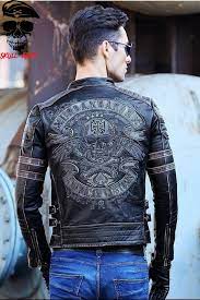 Premium Grade Genuine Leather Vintage Skull Biker Jacket Leather Jacket Men Leather Jacket Genuine Leather Jackets