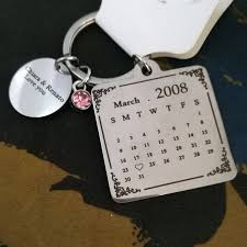 14 99 Usd Custom Calendar Keychain With Signature Handwriting Gift For Anniversary Wedding And Birthday Stainless Custom Calendar Keychain Calendar Keychain