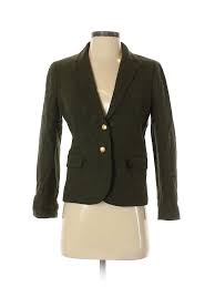 Details About J Crew Women Green Wool Blazer 2 Petite