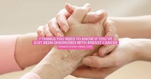 Experts say symptoms of breast cancer can be different for each person, but common symptoms include a lump, thickening or swelling in your breast, breast pain, unusual discharge, and skin changes around your breast. 7 Things You Need To Know If You Ve Just Been Diagnosed With Breast Cancer