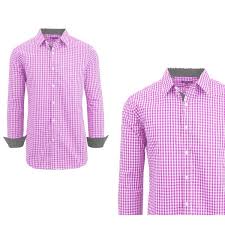 Shop Galaxy By Harvic Mens Long Sleeve Checkered Button