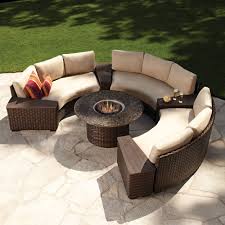 Lloyd Flanders Contempo Curved Sectional Sofa And Fire Pit Set Lf Contempo Set4 Fire Pit Patio Set Fire Pit Patio Fire Pit Furniture