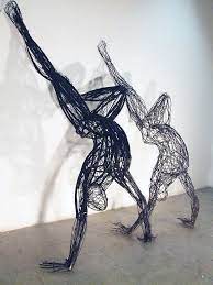 Playfully Energetic Figures Constructed With Colorful Wire Wire Art Sculpture Sculptures Human Sculpture