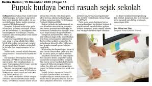 Teater bahara emas anjuran suruhanjaya pencegahan rasuah malaysia (sprm) dengan kerjasama ctra production, dbp, istana budaya serta akademi seni budaya dan warisan kebangsaan (aswara). Universiti Malaya Integrity Unit Um Integrity On Twitter Perkongsian Integriti Melalui Keratan Akhbar Mengenai Pupuk Budaya Benci Rasuah Sejak Sekolah Berita Harian 15 Disember 2020 Integrityshares Integrityum Https T Co Waseuzi5af