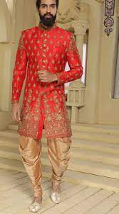 Red Raw Silk Butta Work Indo Western Sherwani Rl6240823 Buy latest indo western suits for groom at lowest price. red raw silk butta work indo western sherwani for wedding