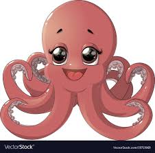 Cute Octopus Cartoon Royalty Free Vector Image Cartoons Vector Cute Octopus Octopus Painting