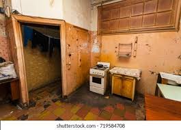 Old dirty kitchen cleaning towel cloth. Dirty Kitchen Temporary Apartment Living Existence Stock Photo Edit Now 719584708