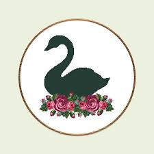 black swan cross stitch pattern flowers xstitch bird swan