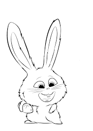 A coloring page of a cute rabbit sitting eating lettuce. The Secret Life Of Pets Coloring Pages Print Them For Free