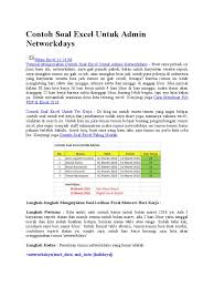 Soal excel untuk tes kerja ada lho soal excel yang pernah saya upload untuk test kerja di sebuah perusahaan. Contoh Soal Excel Untuk Admin Networkdays