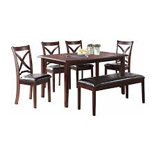Malta Casual 6 Piece Rectangle Dining Table 4 Chair Bench In Espresso Wooden Dining Chairs Apartment Appliances Contemporary Modern Furniture