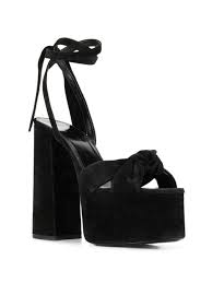 Saint Laurent Suede Paige High Platform Sandals In Black Lyst