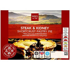 Steak and kidney is a good combination of meat and this pie works great for lunch or supper. M S British Steak Kidney Shortcrust Pastry Pie Ocado