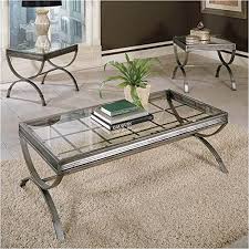 Henf 3 piece cocktail table set, sofa side table set includes 1 coffee table and 2 end table, occasional coffee table set with wood panels and metal frame, living room accent furniture, rustic brown. Bowery Hill 3 Piece Coffee And End Table Set In Silver Furniture Living Room Furniture Sek Pro De