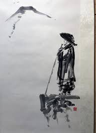 Pilgrim Zen Monk Original Painting Hand Painted Fuji Etsy Zen Monk Original Paintings Japanese Monk