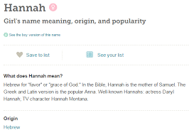 Hannah Girl Names Starting With The Letter H Names With Meaning Girl Names Name Inspiration