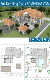 4 Bedroom House Size 15 7x16 2m Samphoas Plansearch House Construction Plan House Plans Mansion Architectural Design House Plans