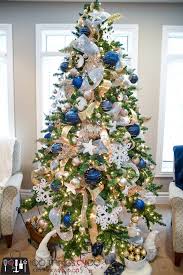 Christmas Tree 2017 Navy Gold And White 100 Things 2 Do Blue Christmas Tree Decorations Elegant Christmas Trees Blue Christmas Decor