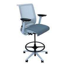 Drafting stools adjustable laboratory stool with wheels buy. Modern Steelcase Ergonomic Think Drafting Stool Chair In 3d Knit Back Fully Adjustable Chairish