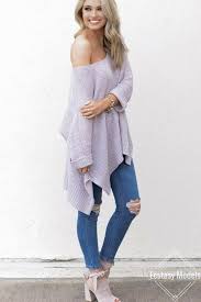 Slouchy Sweatersweater From Ruthiegraceboutique Fashion Look By Champagneandchanel Fashion Purple Shirt Outfits Fashion Clothes Women