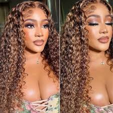Eliauk Curly Lace Front Wig Human Hair Deep Wave Wig