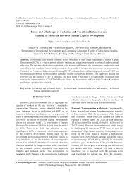 Maybe you would like to learn more about one of these? Pdf Issues And Challenges Of Technical And Vocational Education And Training In Malaysia Towards Human Capital Development
