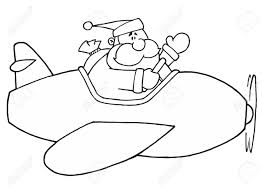 This plane is a lot of fun since it's already drawn to be in motion. Black And White Coloring Page Outline Of Santa Flying A Plane Royalty Free Cliparts Vectors And Stock Illustration Image 16386738
