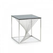 Vig Furniture Modrest Trinity Modern Glass Stainless Steel End Table Vgvcet8618 Steel Console Table Modern Glass End Tables