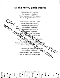 All The Pretty Little Horses Lyrics Printout Midi And Video