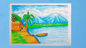 Menggambar pemandangan, menggambar pemandangan alam, mewarnai, mewarnai. Cara Menggambar Pemandangan Alam Dengan Crayon Cute766