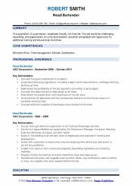 Use our bartender cover letter sample below to find out how best to showcase these skills. Head Bartender Resume Samples Qwikresume
